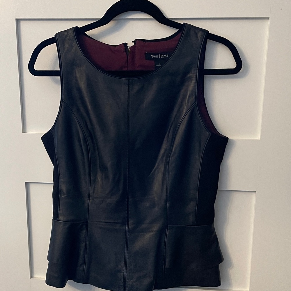 White House Black Market Black Leather Top